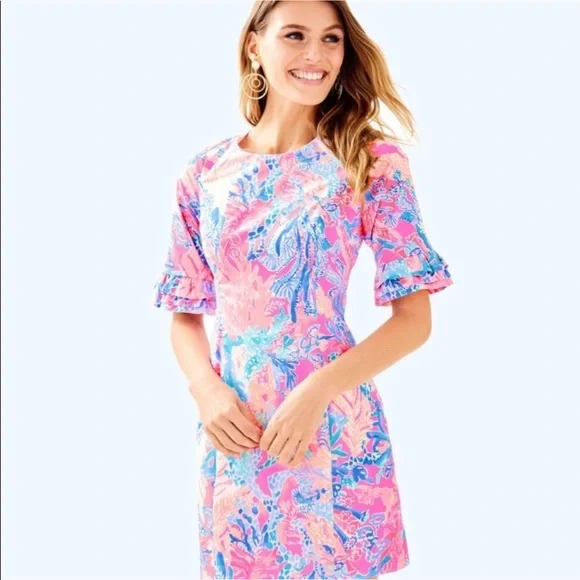 Lilly Pulitzer Fiesta Stretch Dress in Aquadesiac - Picture 8 of 14